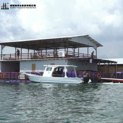 Golden sunset over the water at 99 Resort Fishing kelong Johor